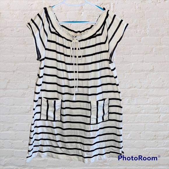 Loft Beach Dresses & Skirts - Loft Beach White Black Beach Summer Dress Coverup